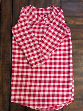 Draper James Lands End Red and White Girls Gingham Nightfown